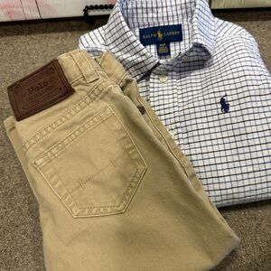 Ralph Lauren 2T  long sleeve shirt & Khaki Chinos set